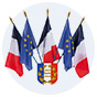 Ecusson de façade avec drapeaux français et européens